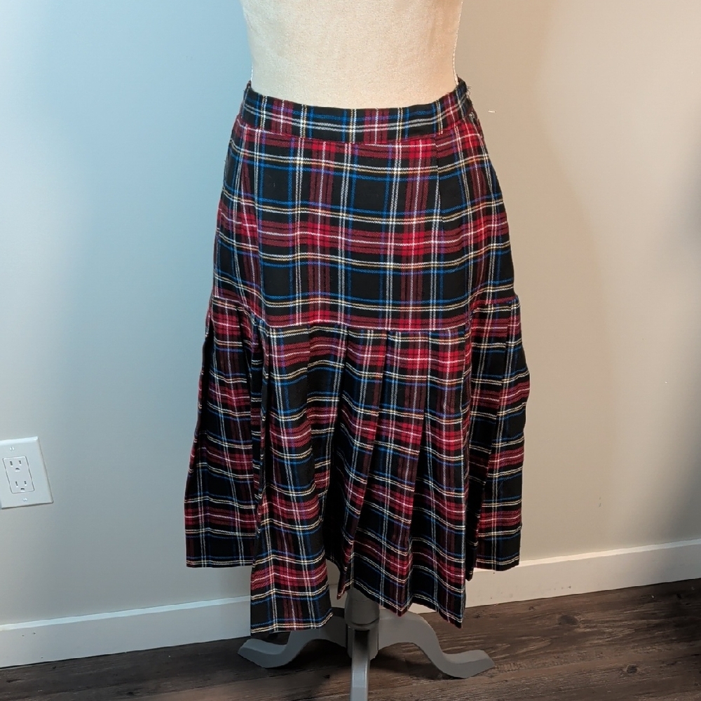 Vintage Encore Vibrant Plaid A-Line Skirt